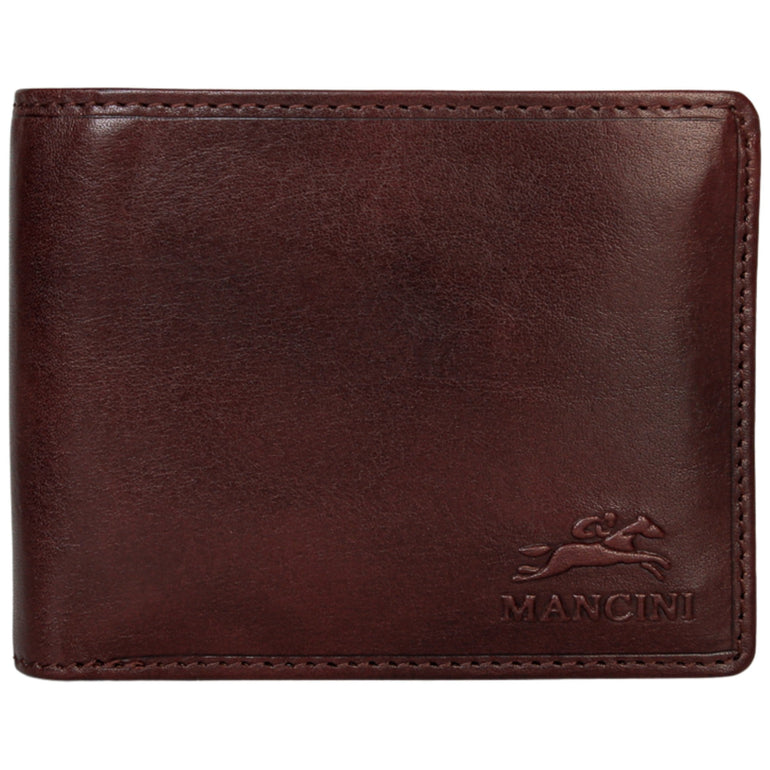 Mancini Wallets Brown Mancini Pelle D’oro RFID Secure Center Wing Billfold