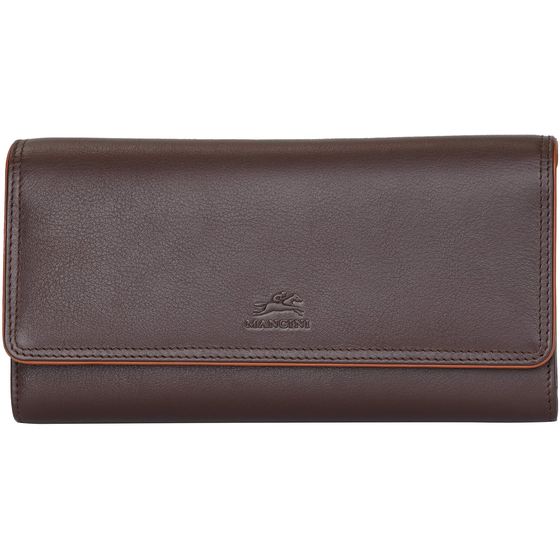 Mancini Wallets Brown Mancini Sonoma Women’s Quad fold Wallet with Enhanced RFID Protection
