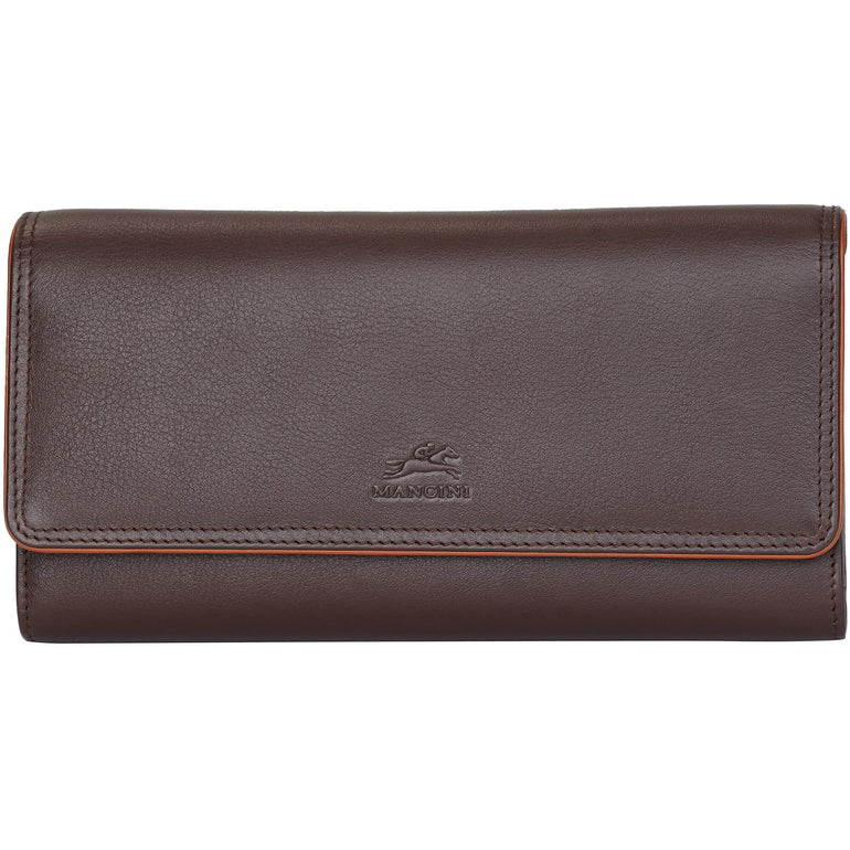 Mancini Wallets Brown Mancini Sonoma Women’s Quad fold Wallet with Enhanced RFID Protection