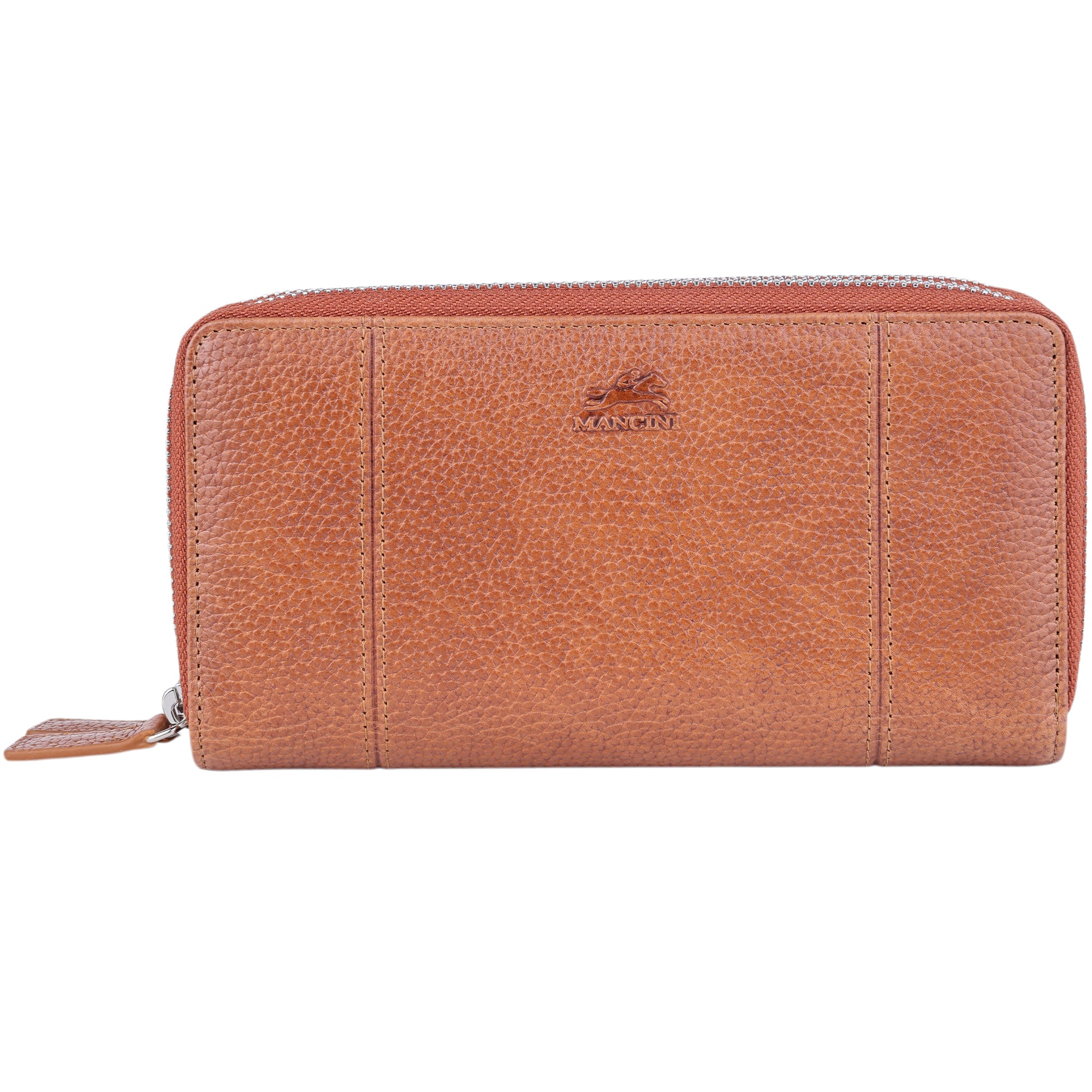 Mancini Wallets Cognac Mancini Fifth Avenue RFID Secure Double Zipper Wallet
