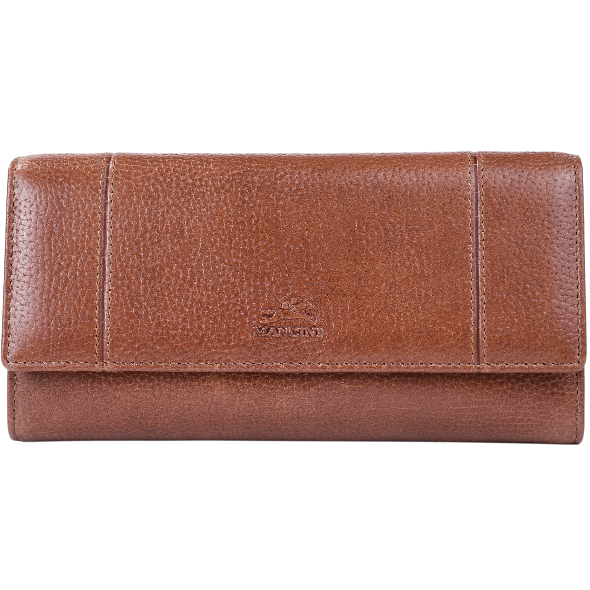 Mancini Wallets Cognac Mancini Fifth Avenue RFID Secure Quad Fold Wallet