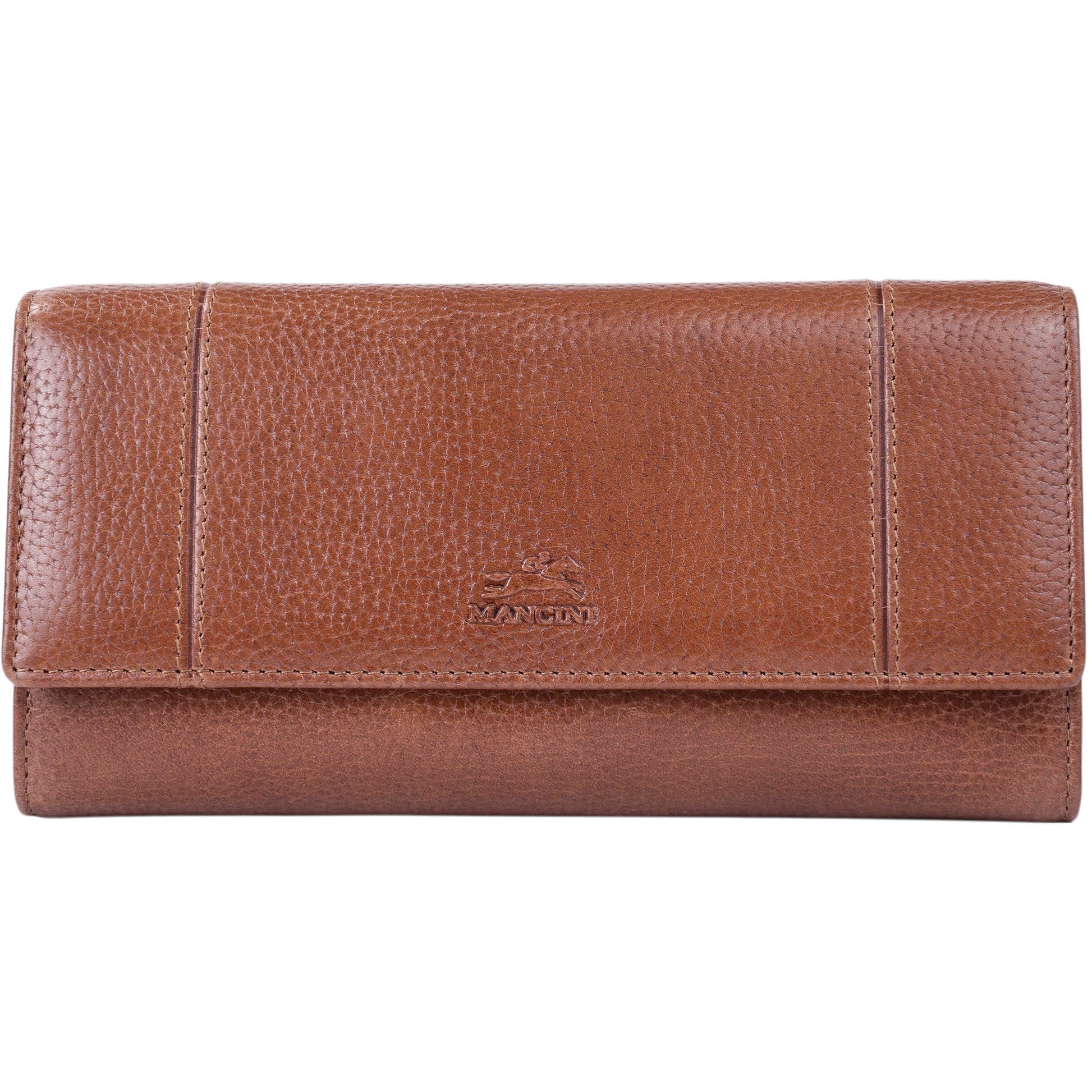 Mancini Wallets Cognac Mancini Fifth Avenue RFID Secure Quad Fold Wallet