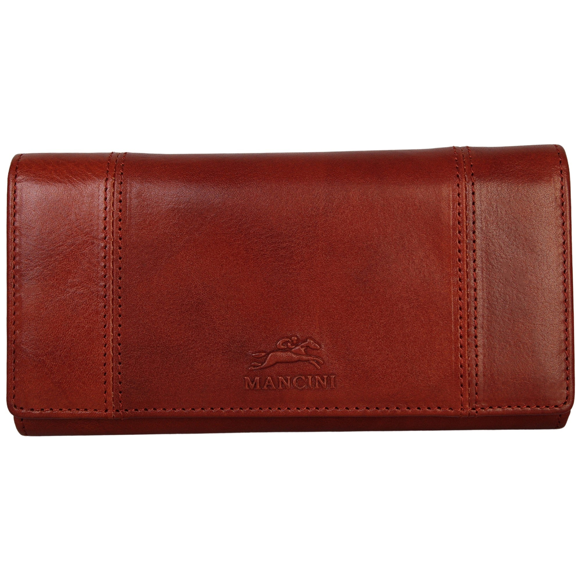 Mancini Wallets Cognac Mancini Pelle D’oro RFID Secure Quad Fold Wallet