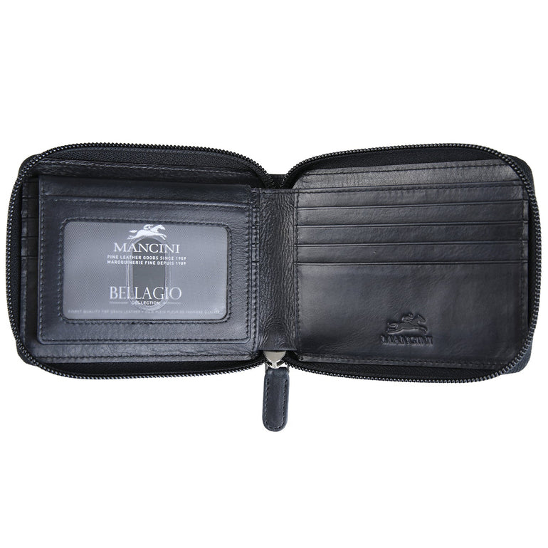 Mancini Wallets Mancini BELLAGIO Zippered RFID Billfold With Removable Passcase