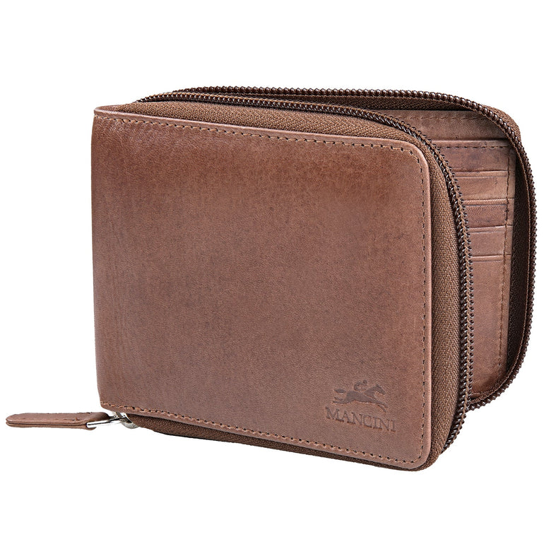 Mancini Wallets Mancini BELLAGIO Zippered RFID Billfold With Removable Passcase