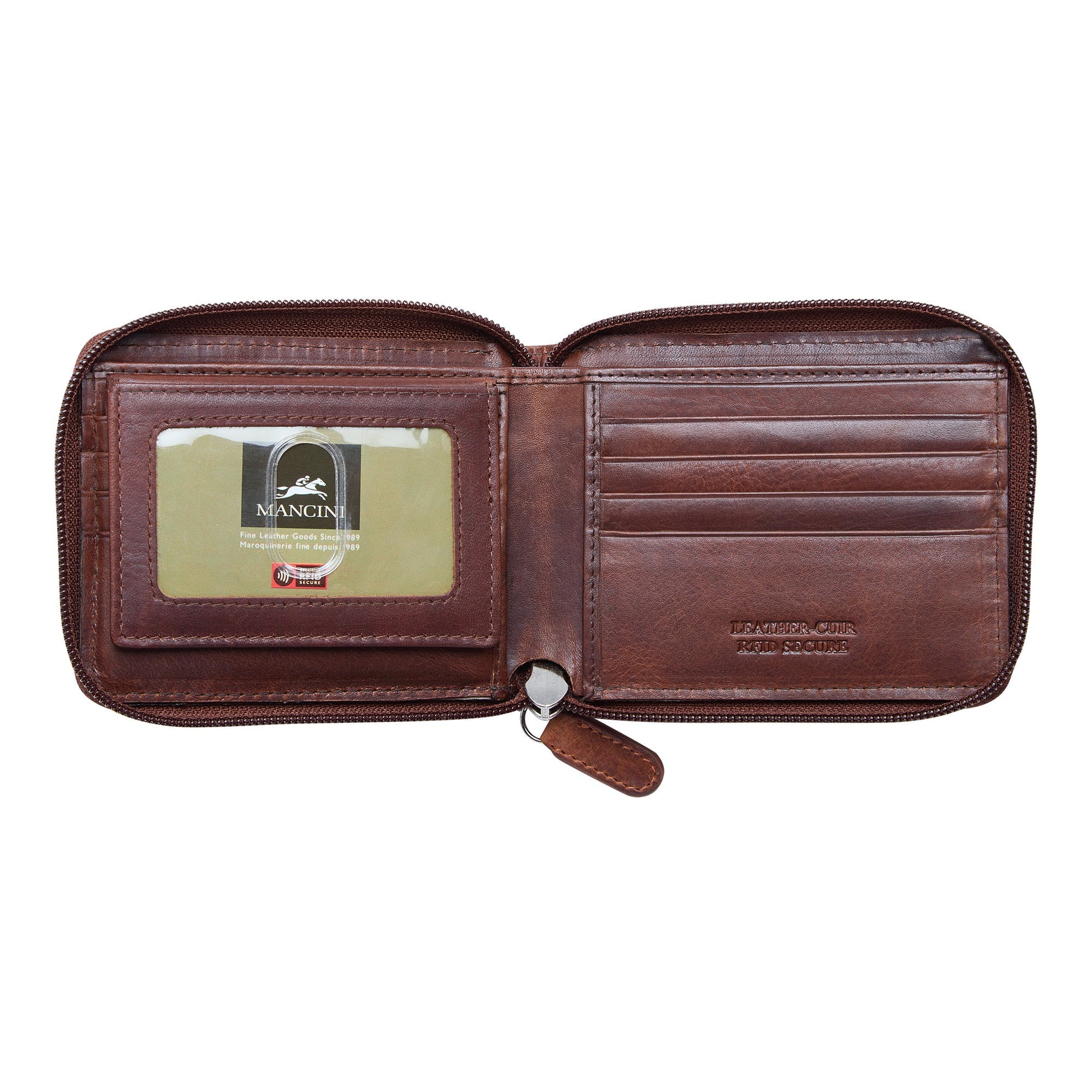 Mancini Wallets Mancini BOULDER Men's RFID Secure Zippered Wallet with Removable Passcase