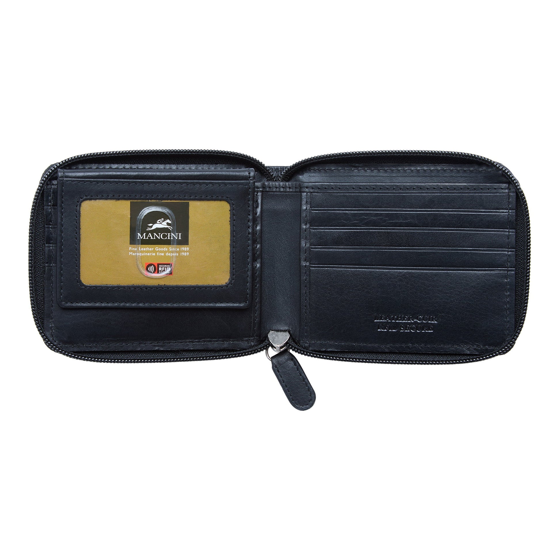 Mancini Wallets Mancini BOULDER Men's RFID Secure Zippered Wallet with Removable Passcase