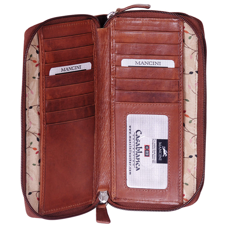 Mancini Wallets Mancini CASABLANCA Collection Ladies’ RFID Secure Double Zipper Wallet