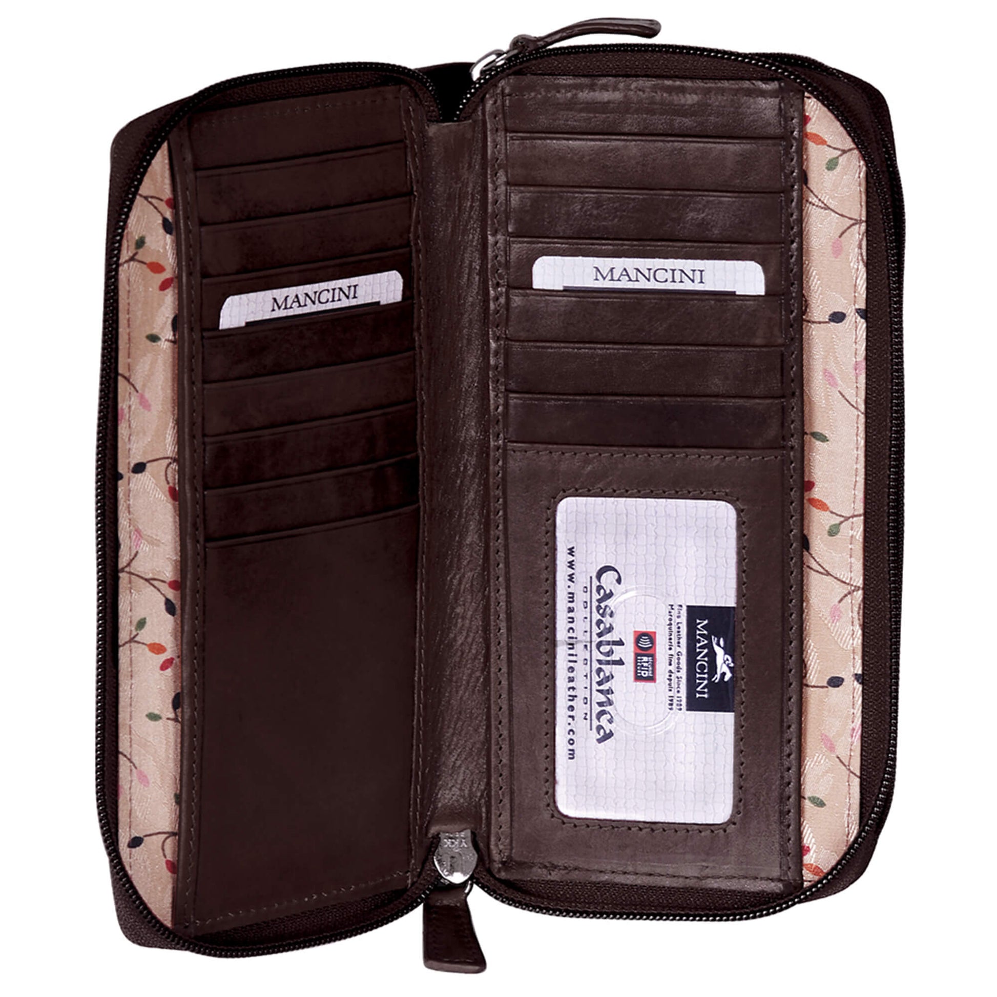 Mancini Wallets Mancini CASABLANCA Collection Ladies’ RFID Secure Double Zipper Wallet