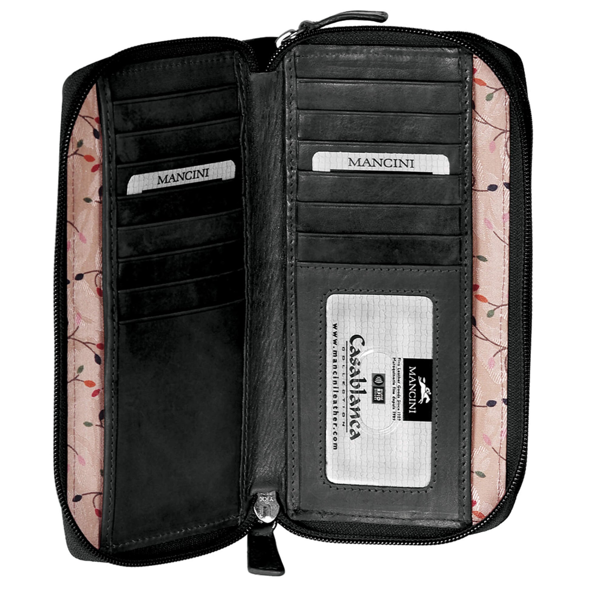 Mancini Wallets Mancini CASABLANCA Collection Ladies’ RFID Secure Double Zipper Wallet