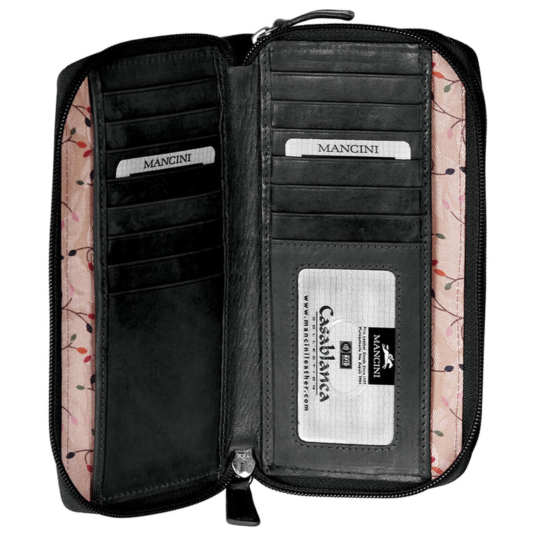 Mancini Wallets Mancini CASABLANCA Collection Ladies’ RFID Secure Double Zipper Wallet