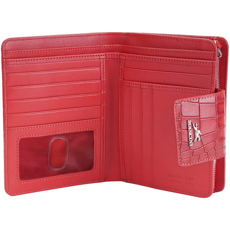 Mancini Wallets Mancini Croco2 Women’s Medium Clutch Wallet with Enhanced RFID Protection