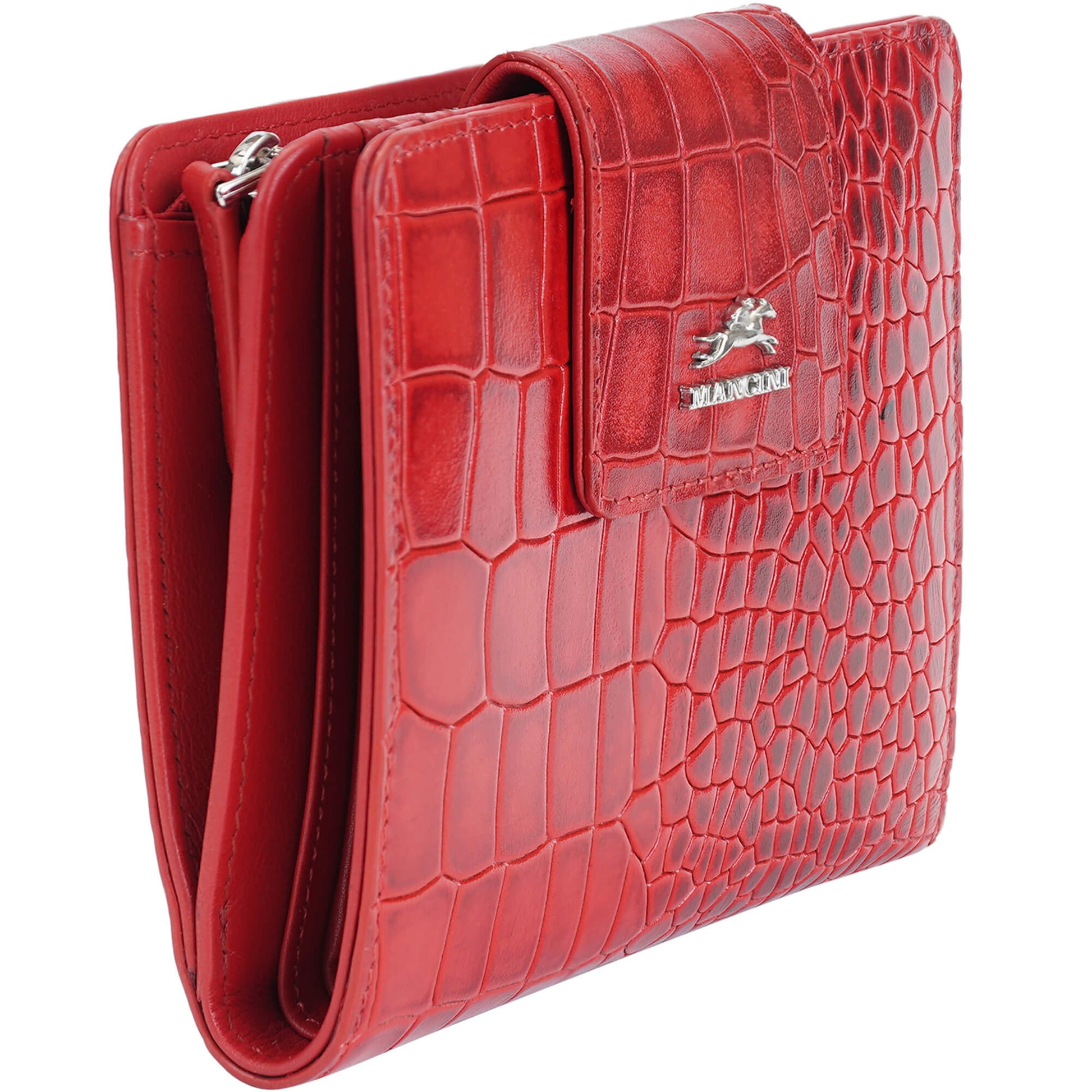 Mancini Wallets Mancini Croco2 Women’s Medium Clutch Wallet with Enhanced RFID Protection