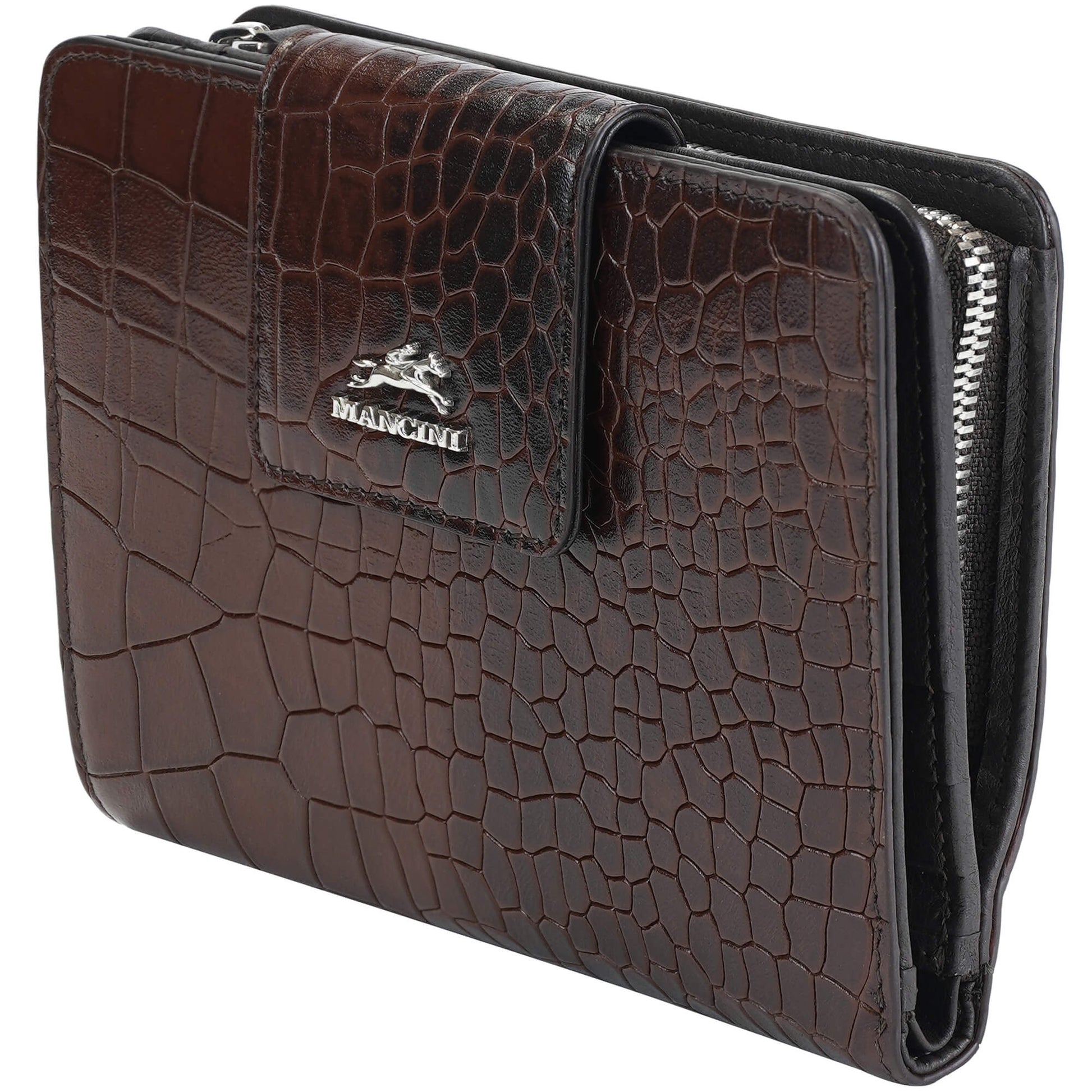 Mancini Wallets Mancini Croco2 Women’s Medium Clutch Wallet with Enhanced RFID Protection