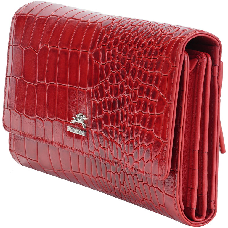 Mancini Wallets Mancini Croco2 Women’s Quad Fold Wallet with Enhanced RFID Security