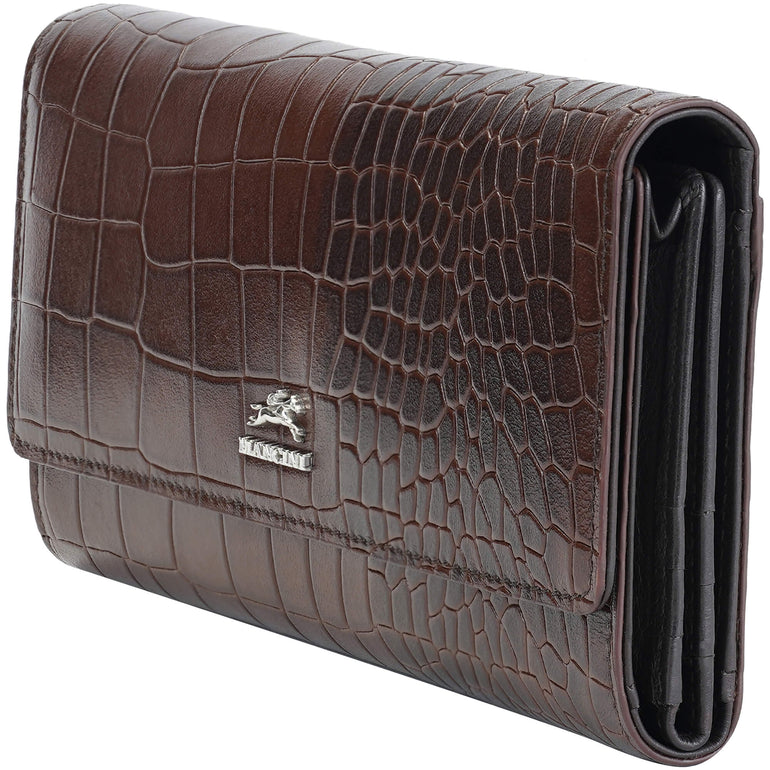 Mancini Wallets Mancini Croco2 Women’s Quad Fold Wallet with Enhanced RFID Security