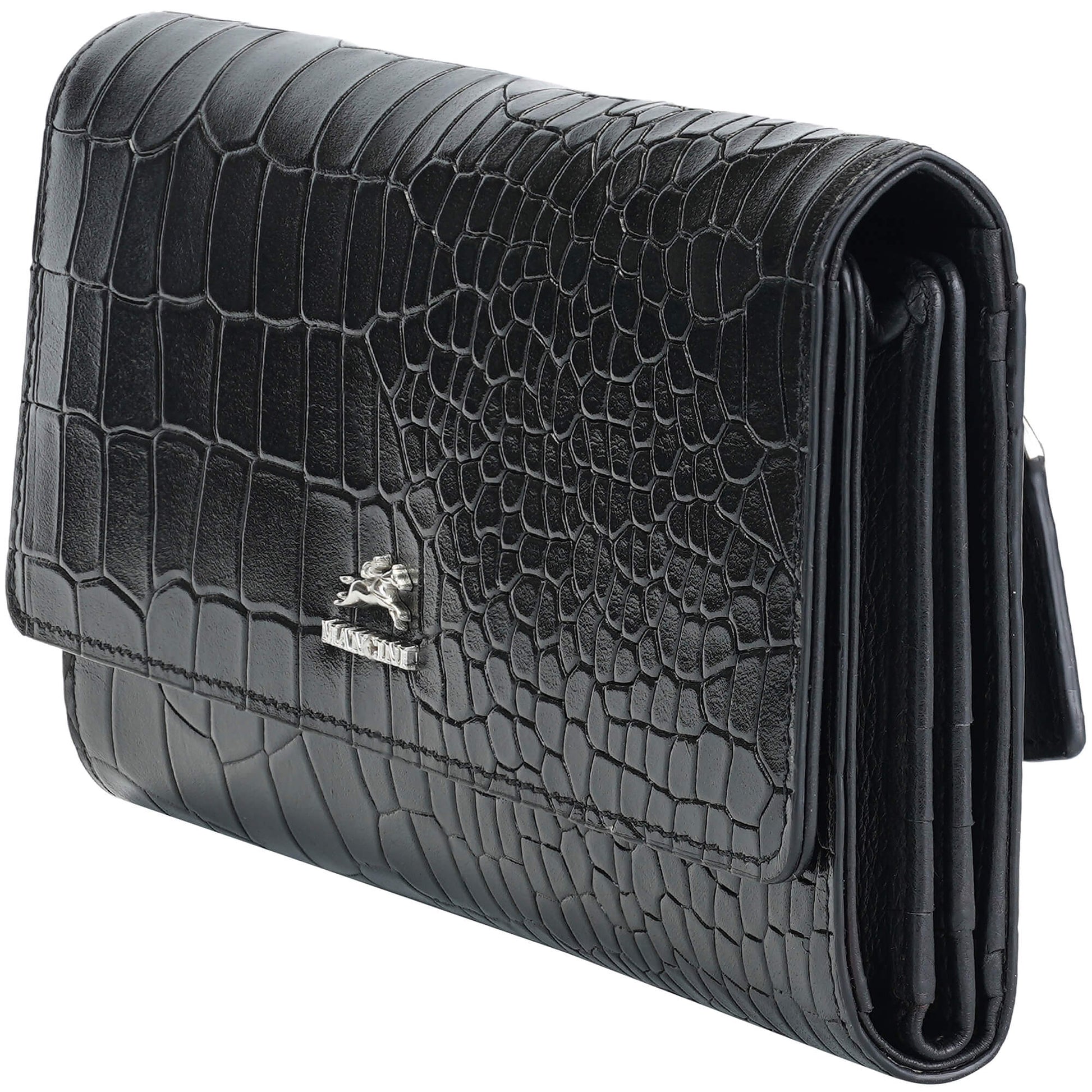 Mancini Wallets Mancini Croco2 Women’s Quad Fold Wallet with Enhanced RFID Security