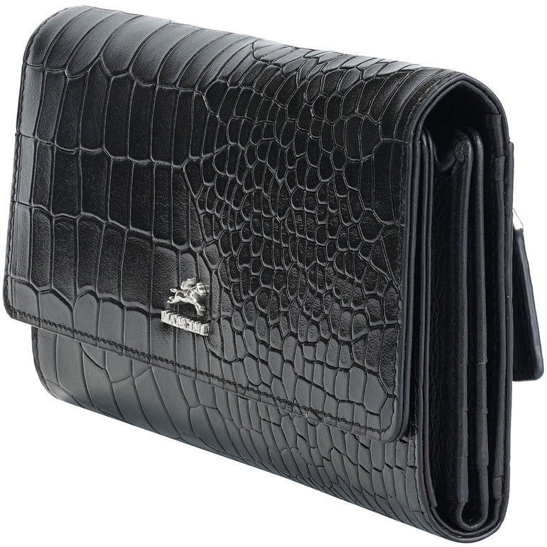 Mancini Wallets Mancini Croco2 Women’s Quad Fold Wallet with Enhanced RFID Security