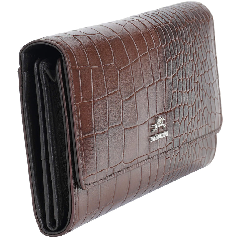 Mancini Wallets Mancini Croco2 Women’s Quad Fold Wallet with Enhanced RFID Security