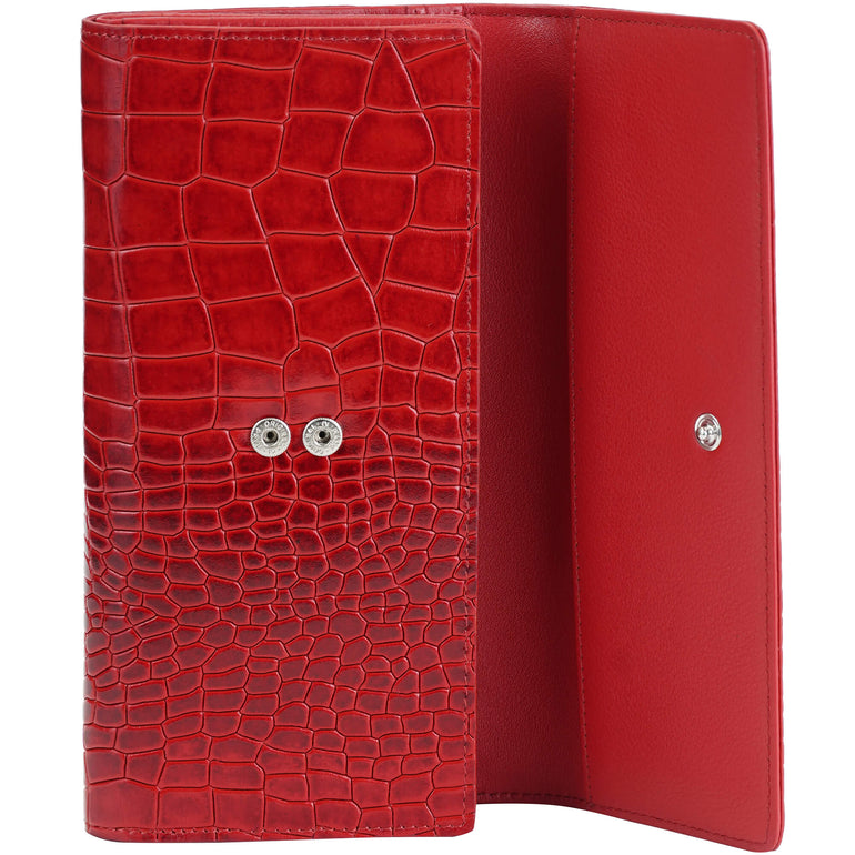 Mancini Wallets Mancini Croco2 Women’s Quad Fold Wallet with Enhanced RFID Security