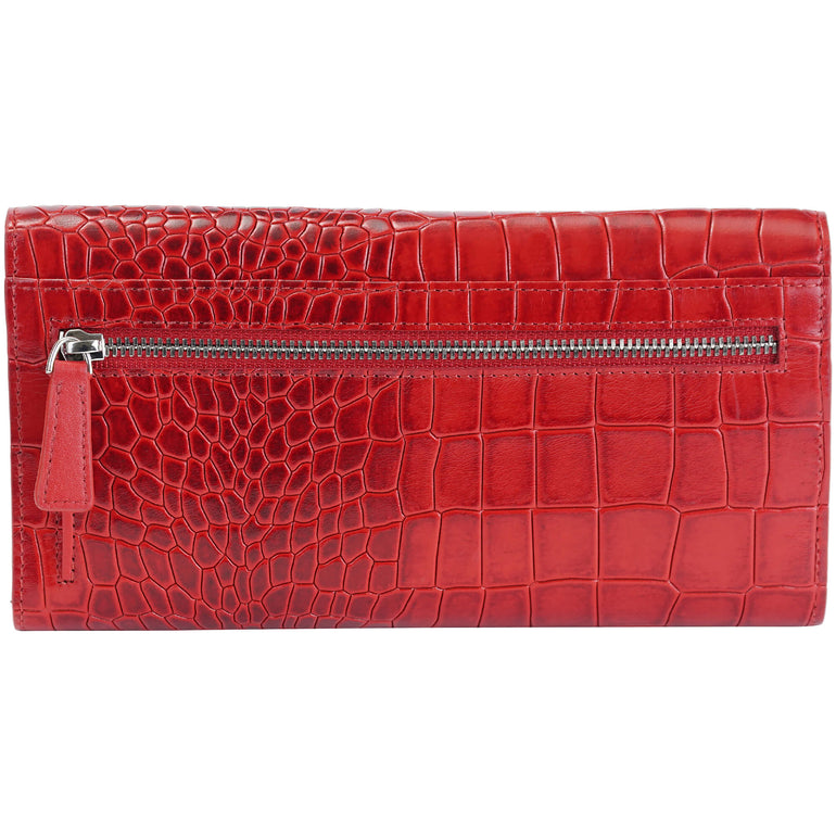 Mancini Wallets Mancini Croco2 Women’s Quad Fold Wallet with Enhanced RFID Security