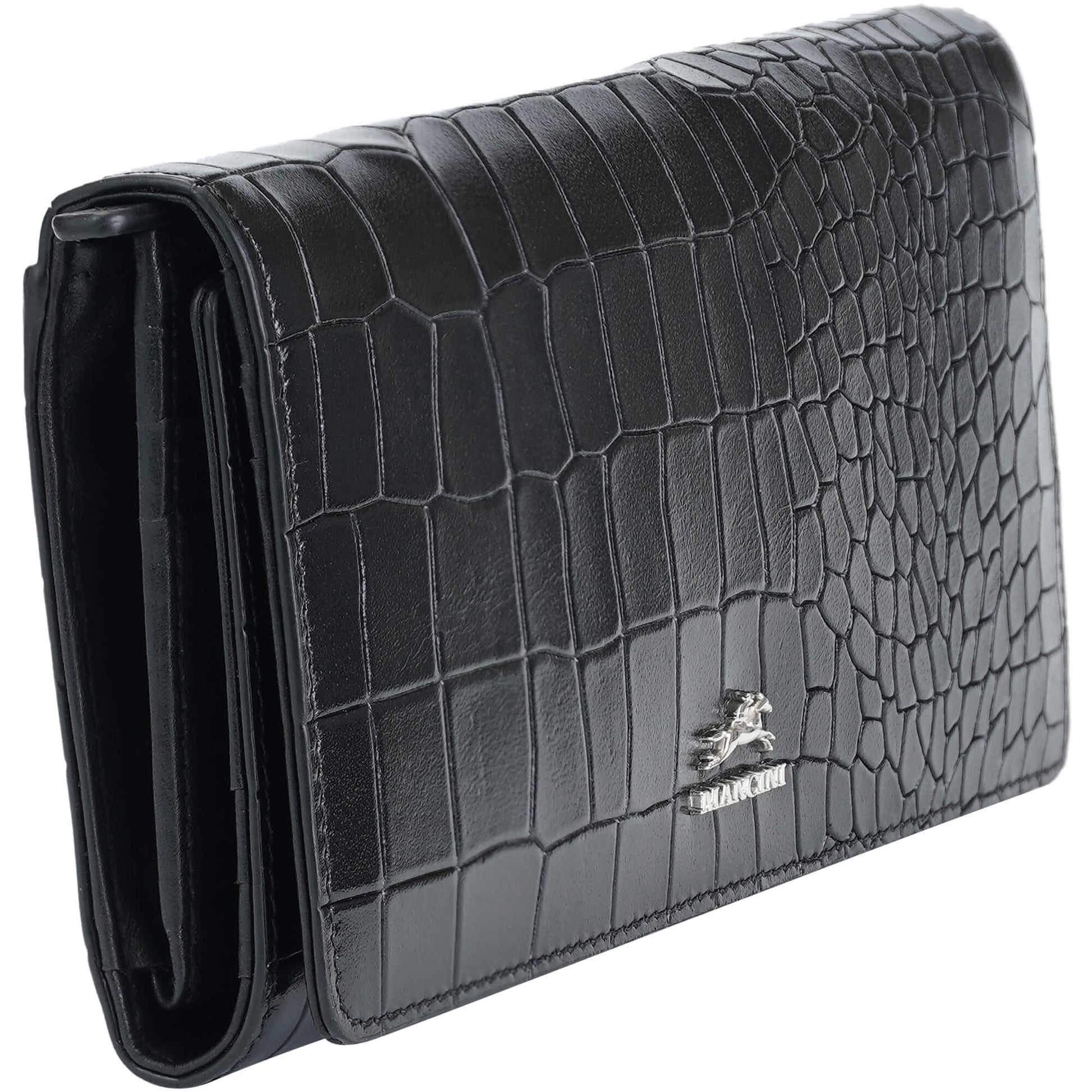 Mancini Wallets Mancini Croco2 Women’s Trifold Wallet with Enhanced RFID Security