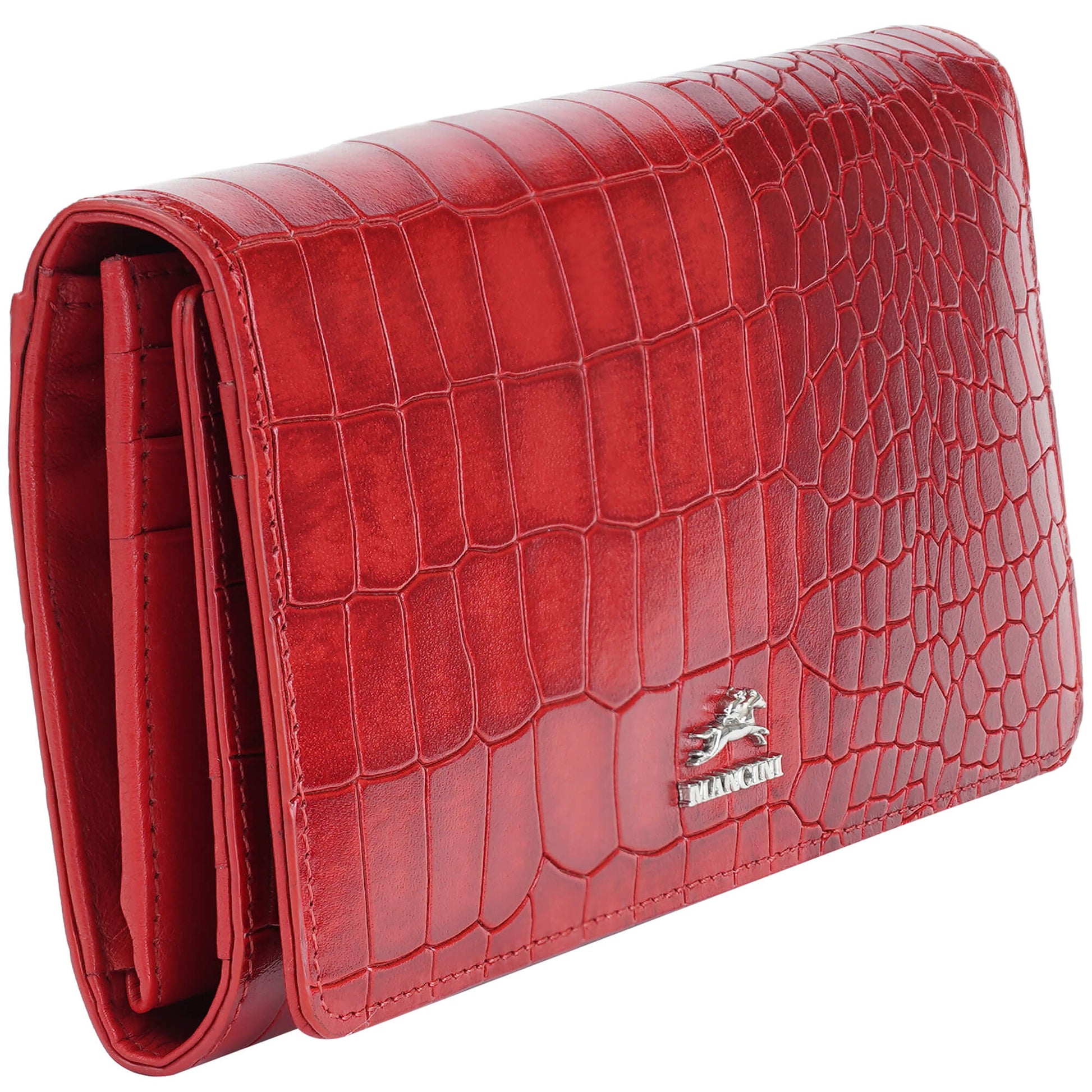 Mancini Wallets Mancini Croco2 Women’s Trifold Wallet with Enhanced RFID Security