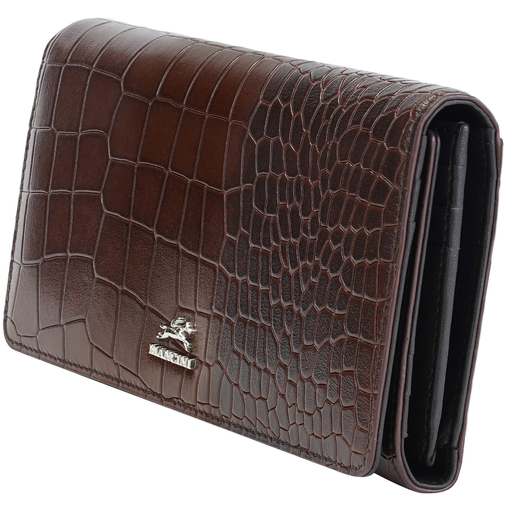 Mancini Wallets Mancini Croco2 Women’s Trifold Wallet with Enhanced RFID Security