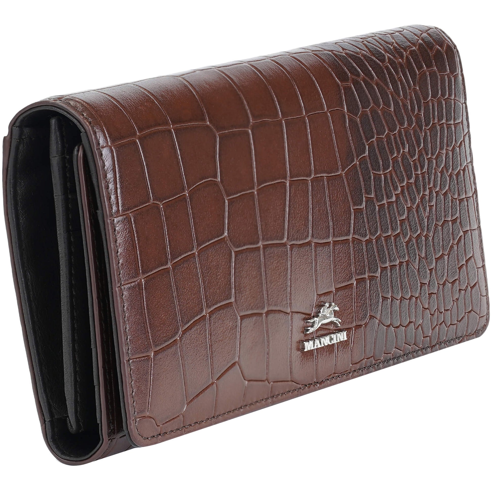 Mancini Wallets Mancini Croco2 Women’s Trifold Wallet with Enhanced RFID Security