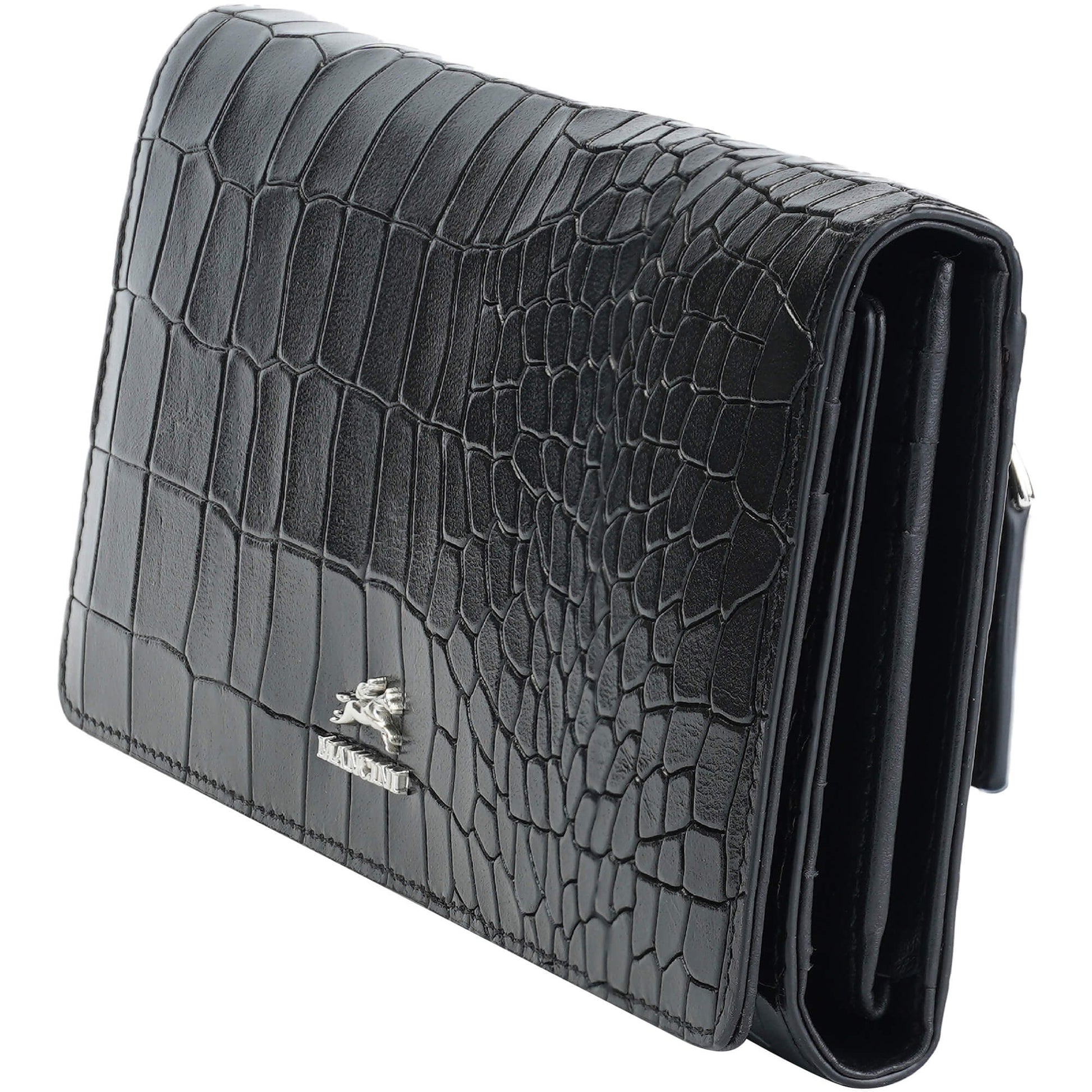 Mancini Wallets Mancini Croco2 Women’s Trifold Wallet with Enhanced RFID Security