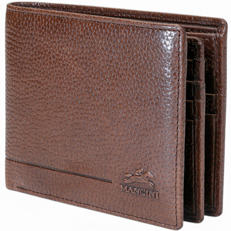 Mancini Wallets Mancini Fifth Avenue RFID Secure Center Wing Wallet with Coin Pocket