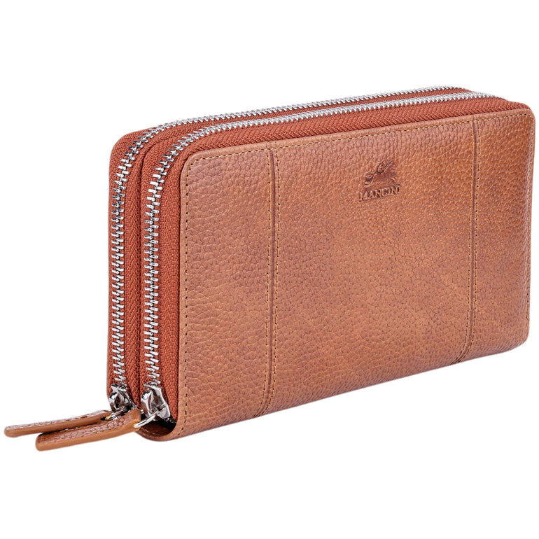 Mancini Wallets Mancini Fifth Avenue RFID Secure Double Zipper Wallet