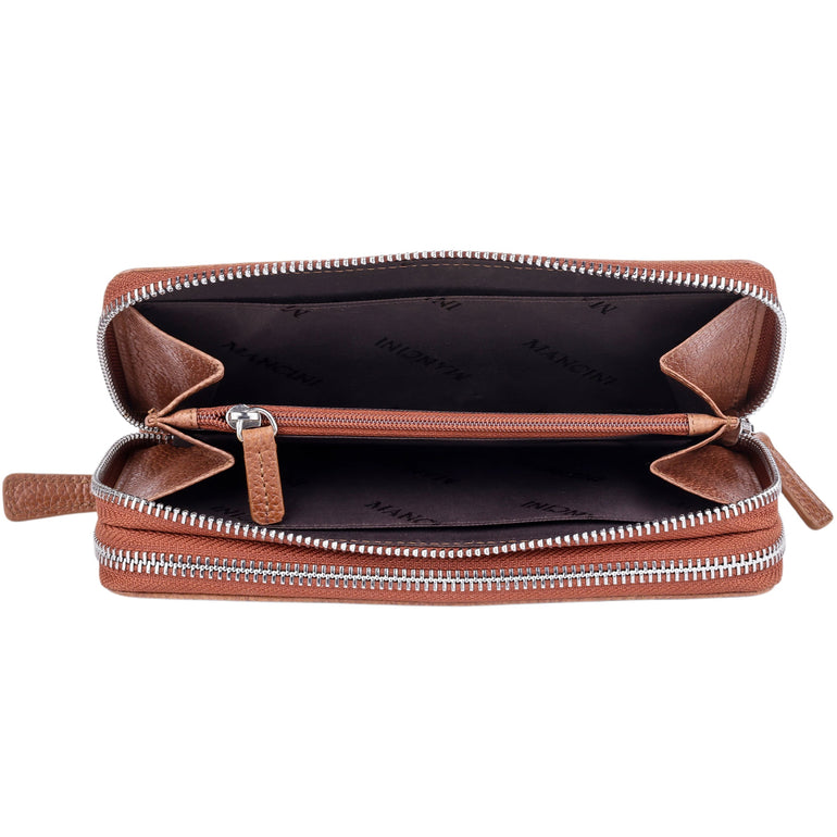 Mancini Wallets Mancini Fifth Avenue RFID Secure Double Zipper Wallet