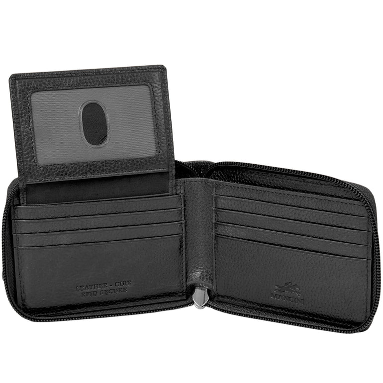 Mancini Wallets Mancini Fifth Avenue RFID Zippered Billfold with Removable Passcase