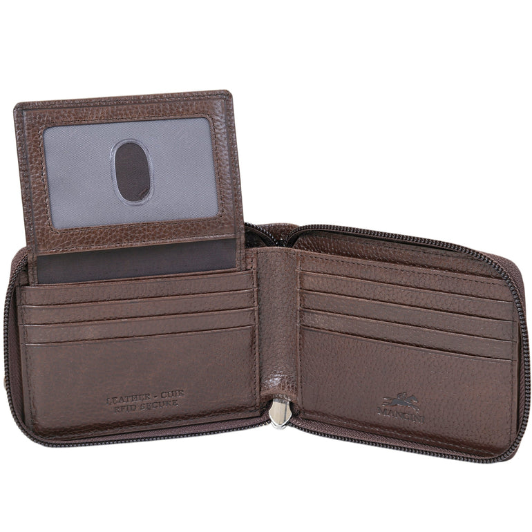 Mancini Wallets Mancini Fifth Avenue RFID Zippered Billfold with Removable Passcase