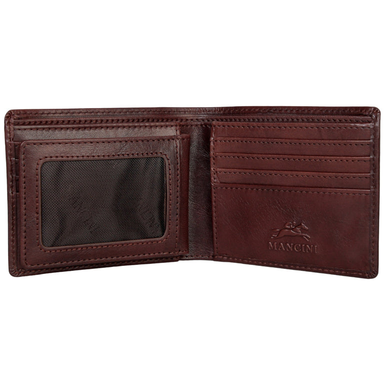Mancini Wallets Mancini Pelle D’oro RFID Secure Center Wing Billfold