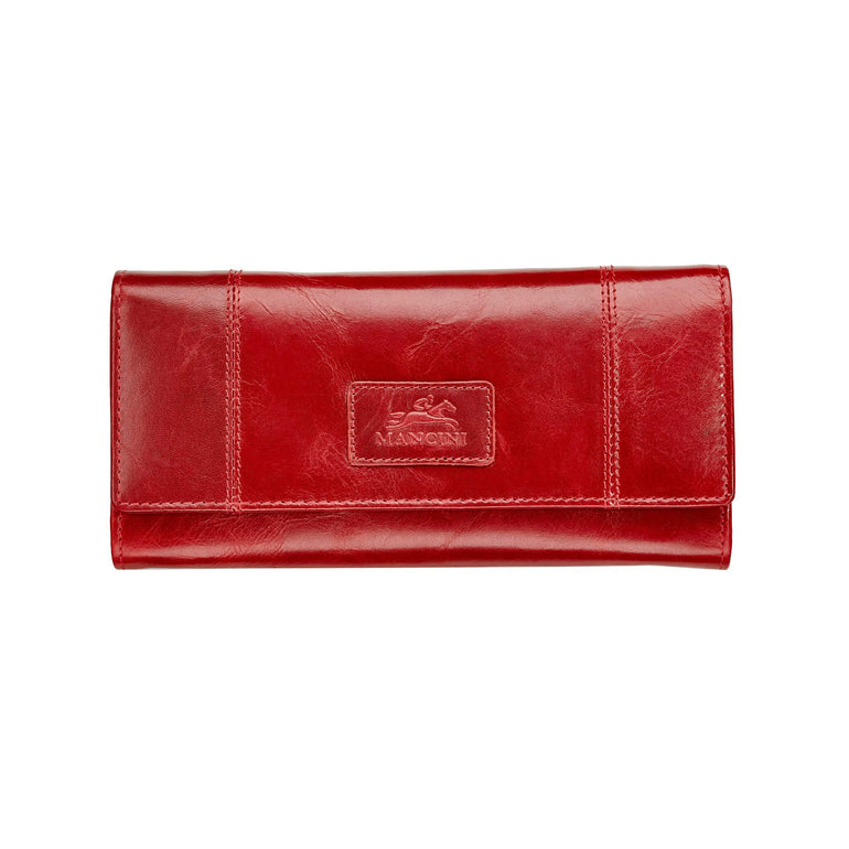 Mancini Wallets Red Mancini CASABLANCA Ladies’ RFID Secure Trifold Wallet
