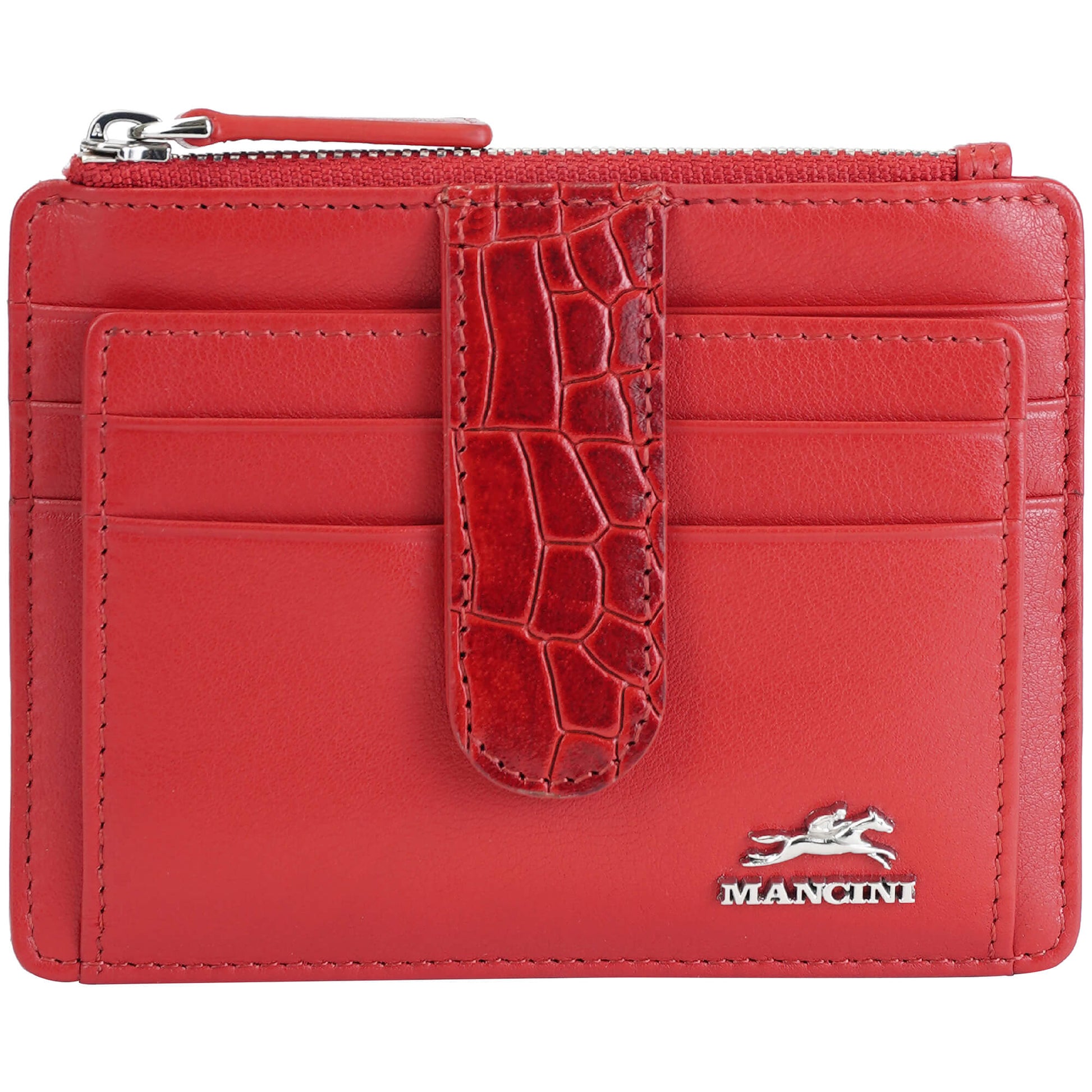 Mancini Wallets Red Mancini Croco2 Women’s Card Case with Enhanced RFID Protection
