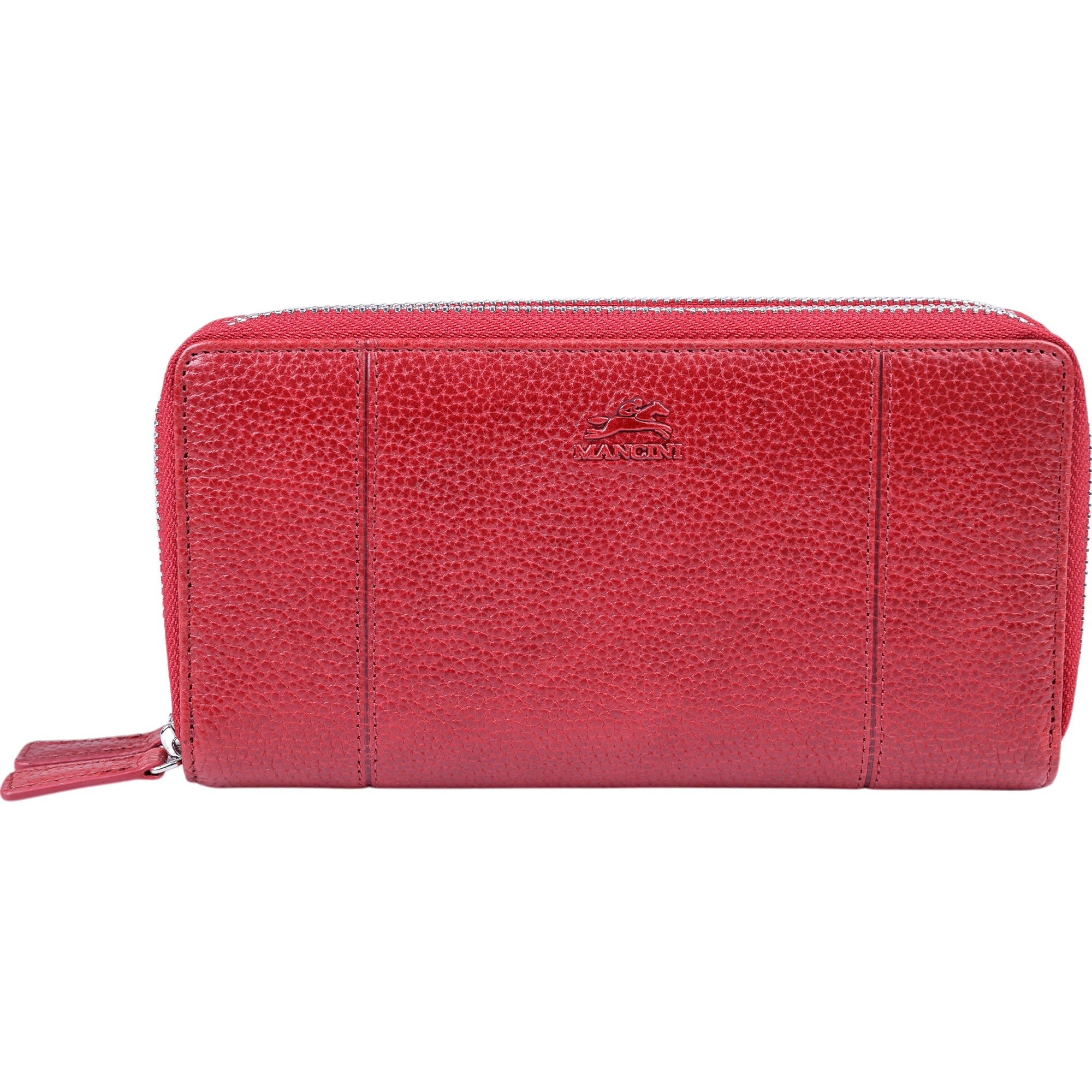 Mancini Wallets Red Mancini Fifth Avenue RFID Secure Double Zipper Wallet