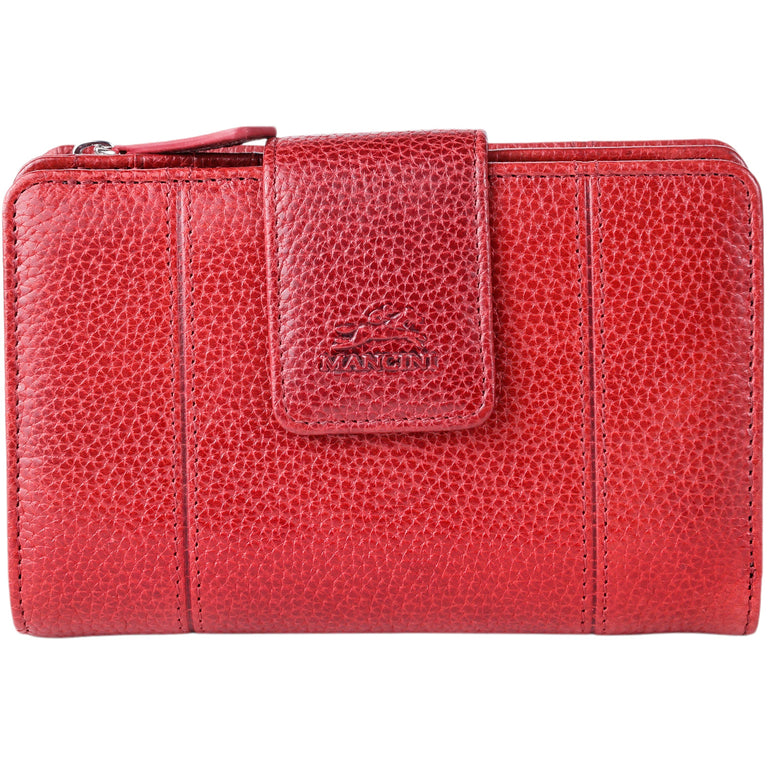 Mancini Wallets Red Mancini Fifth Avenue RFID Secure Medium Clutch Wallet