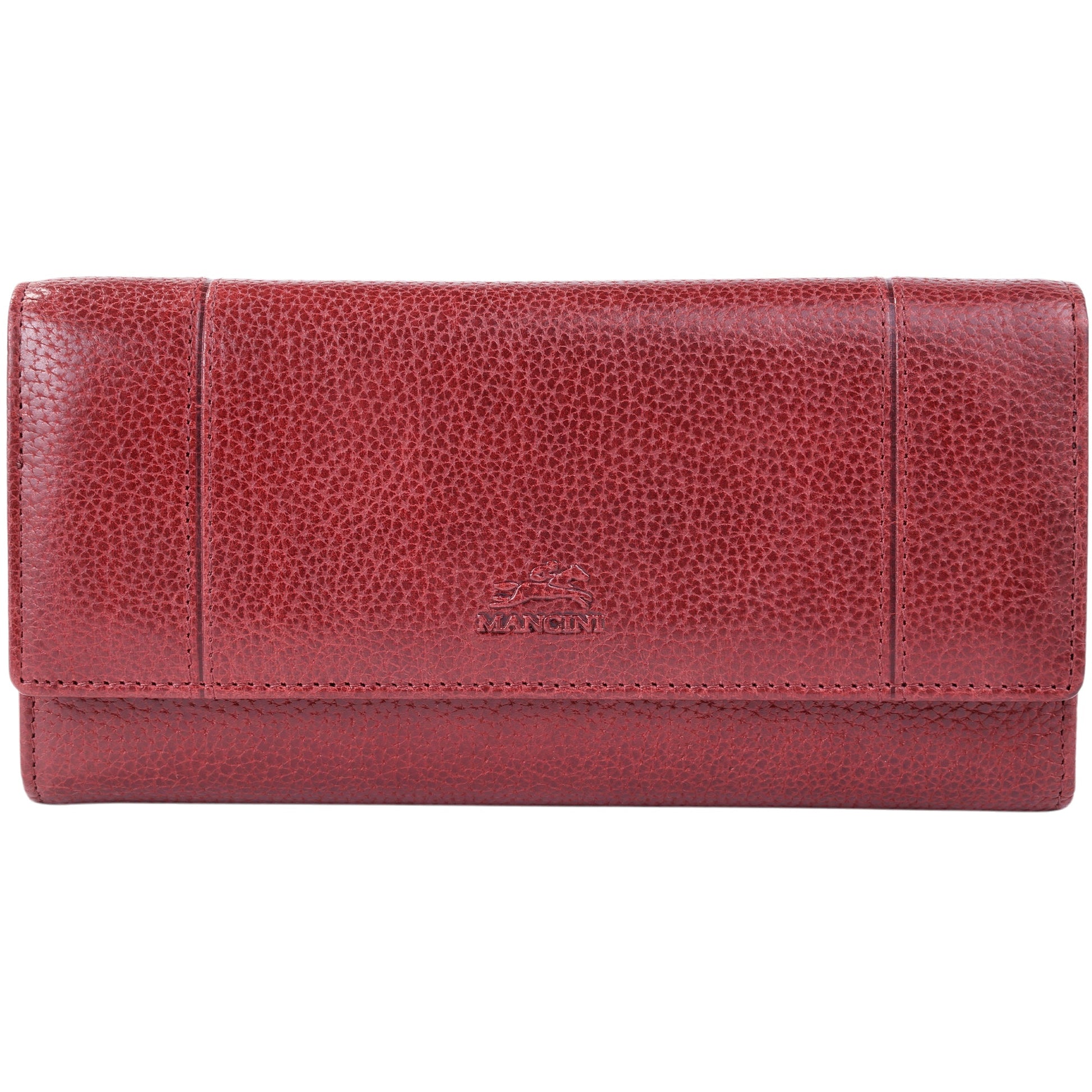Mancini Wallets Red Mancini Fifth Avenue RFID Secure Quad Fold Wallet