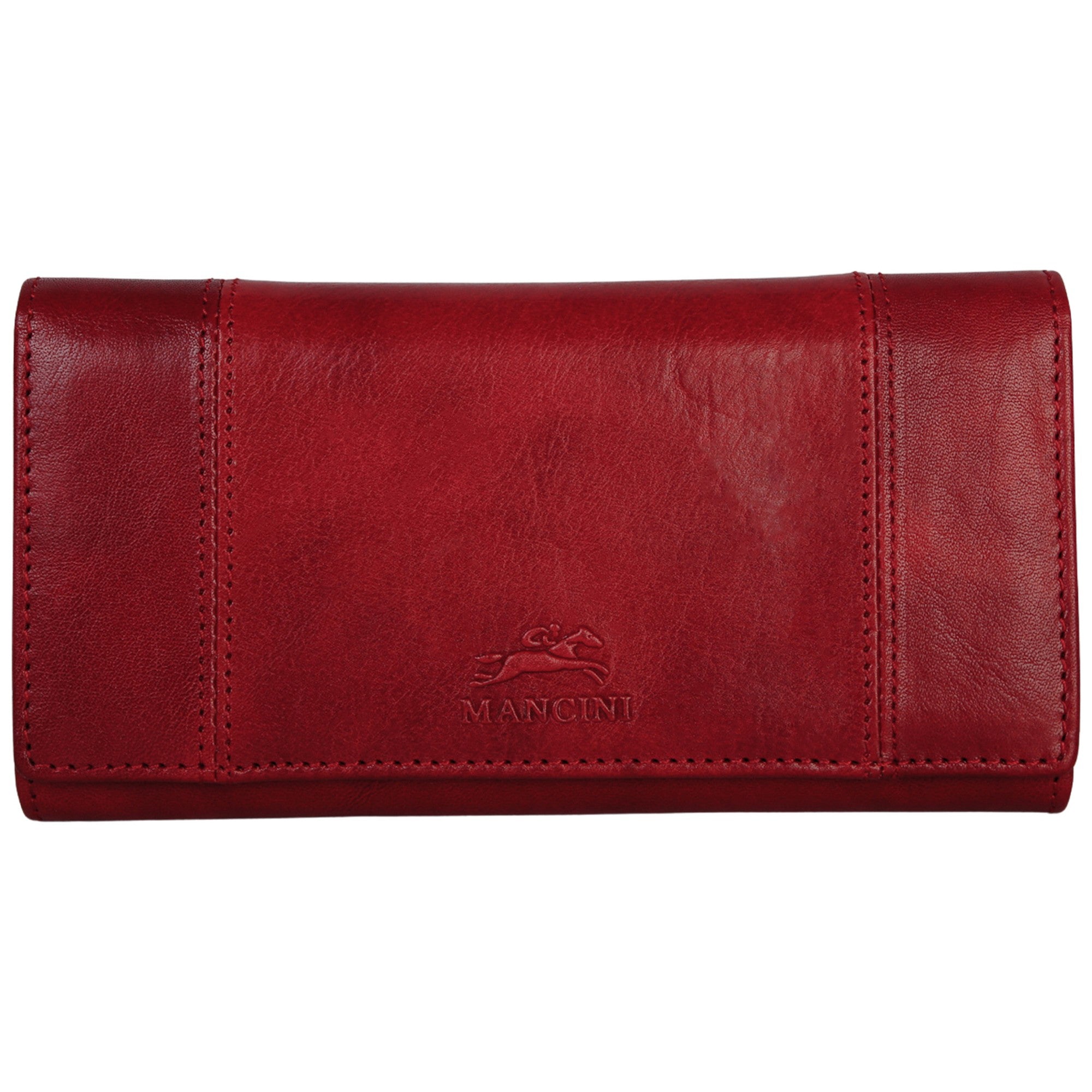 Mancini Wallets Red Mancini Pelle D’oro RFID Secure Quad Fold Wallet