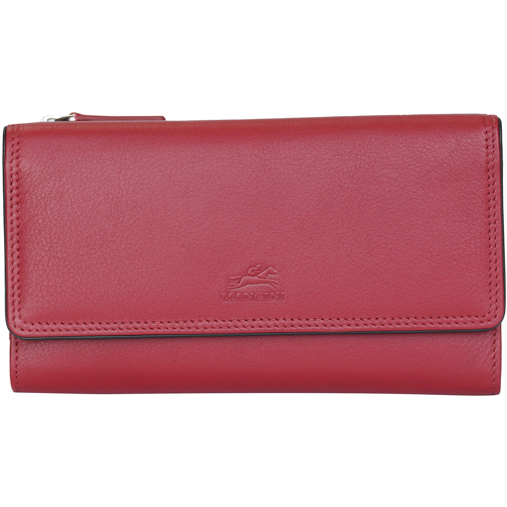 Mancini Wallets Red Mancini Sonoma Women’s Medium Clutch Wallet with Enhanced RFID Protection