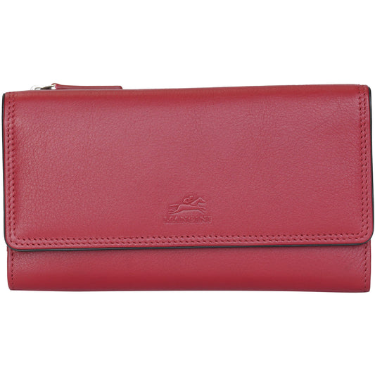 Mancini Wallets Red Mancini Sonoma Women’s Medium Clutch Wallet with Enhanced RFID Protection