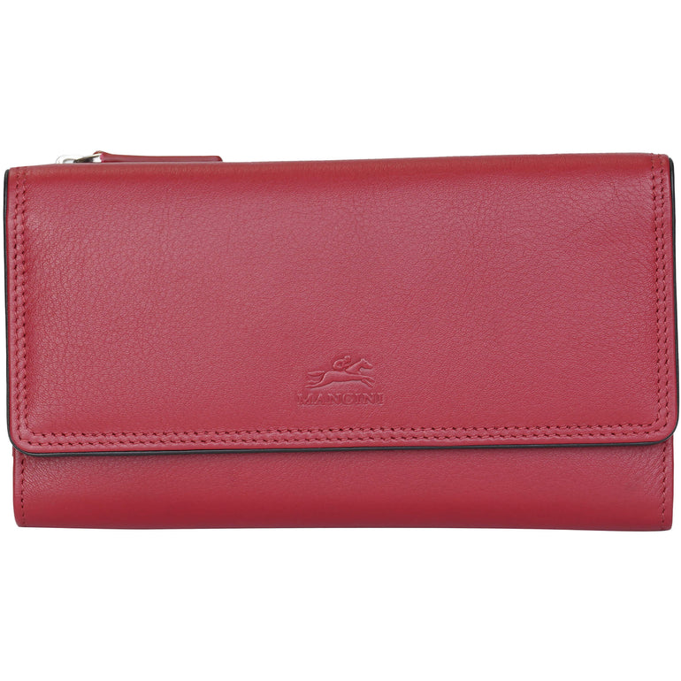 Mancini Wallets Red Mancini Sonoma Women’s Medium Clutch Wallet with Enhanced RFID Protection