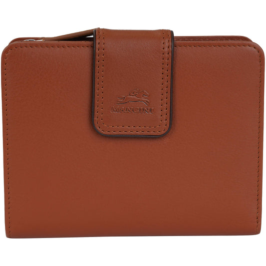 Mancini Wallets Tan Mancini Sonoma Women’s Medium Clutch Wallet with Enhanced RFID Protection