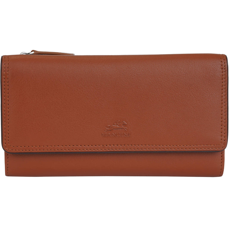 Mancini Wallets Tan Mancini Sonoma Women’s Medium Clutch Wallet with Enhanced RFID Protection