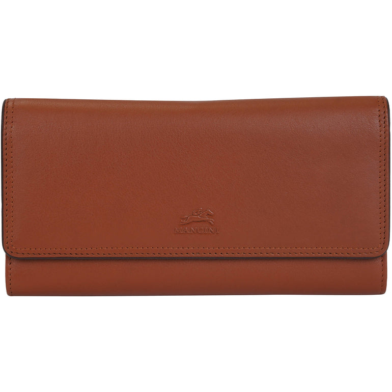 Mancini Wallets Tan Mancini Sonoma Women’s Quad fold Wallet with Enhanced RFID Protection
