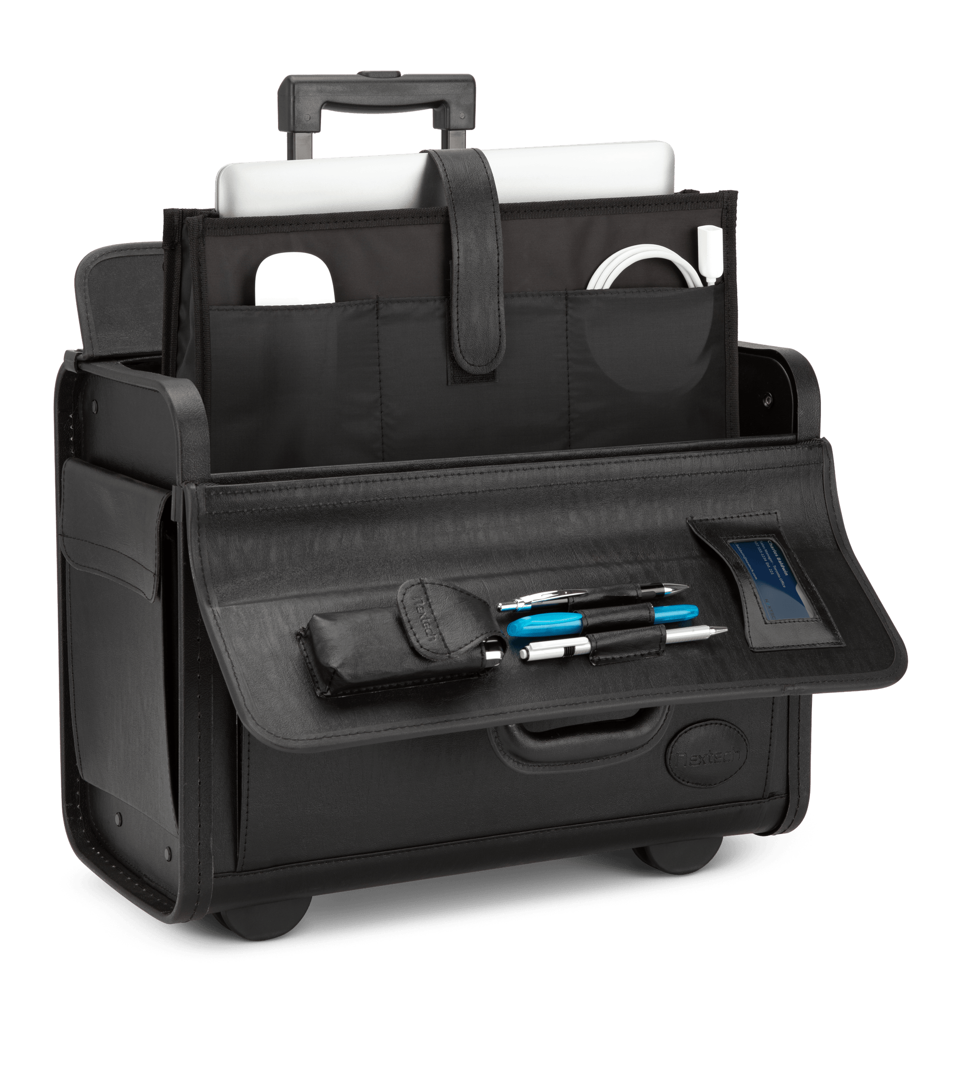 Nextech Briefcases Black Nextech Faux-Leather Rolling Catalog Case
