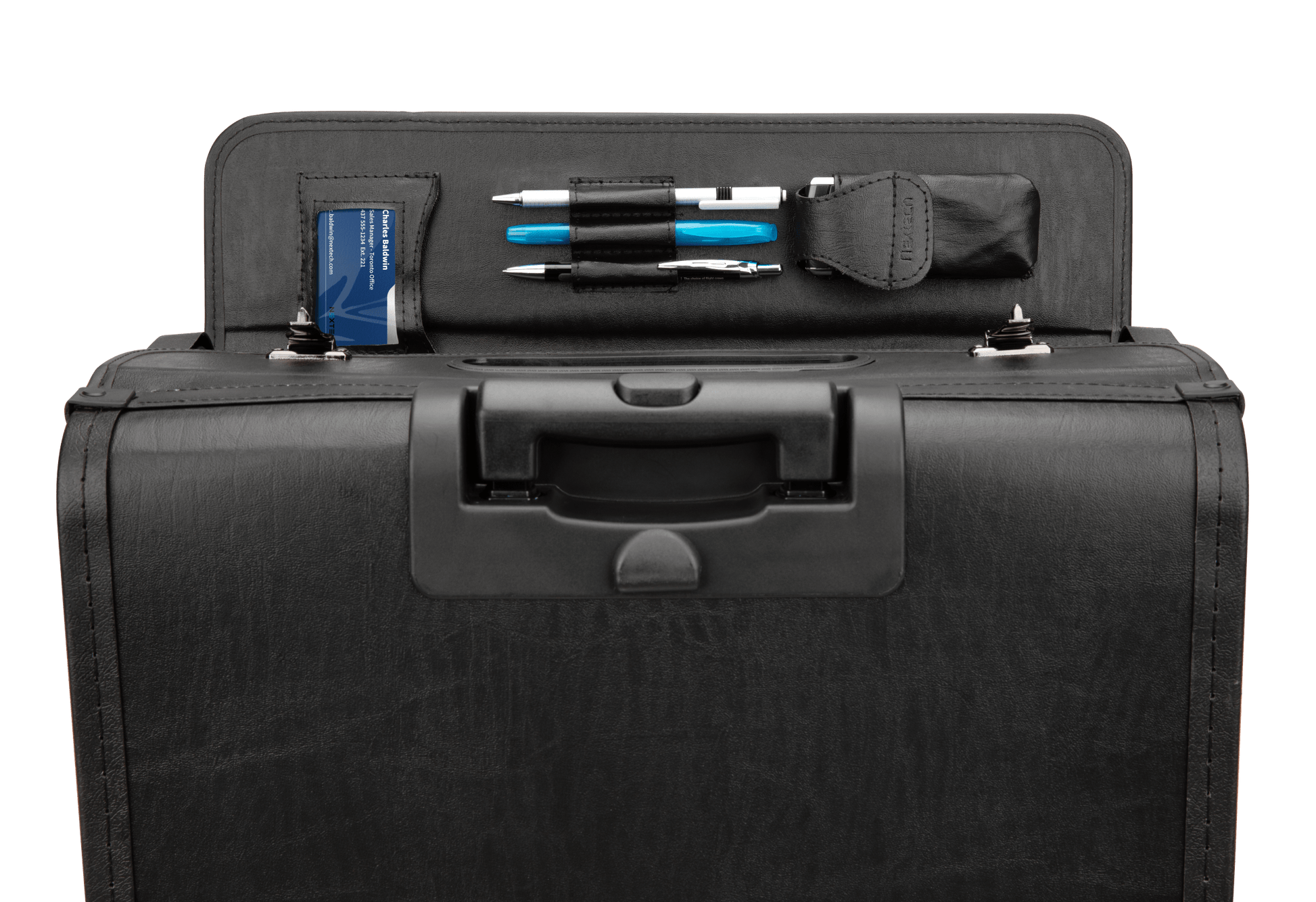 Nextech Briefcases Black Nextech Faux-Leather Rolling Catalog Case